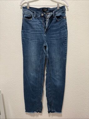 Judy Blue Distressed Straight Fit Women’s Jeans - Dark Blue